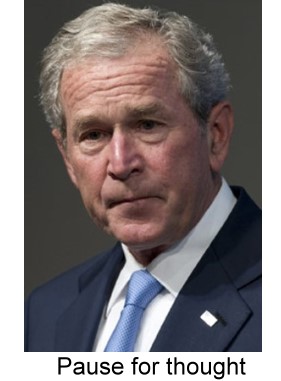 President GW Bush with mouth pursed