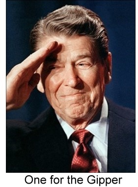 President Reagan smiling in salute